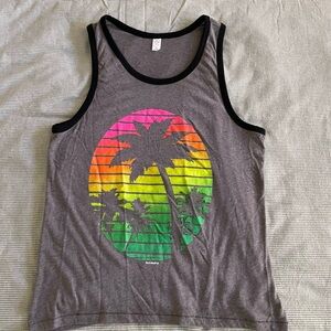 Gray Tank Top with Palm Tree Design